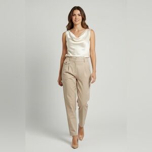 Envelope 1976 Women’s Size 40 Solid Beige High Waist Marais Pants 100% Wool